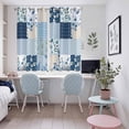 thumbnail image 4 of Blue Floral Kitchen Curtains Window Panels, Spring Flowers Plants Patchwork Grid Bohemia Insulated Window Treatment Curtain, Grommet Curtains for Bedroom/Living Room/Bathroom, 2 Piece 52"Wx63"L, 4 of 8
