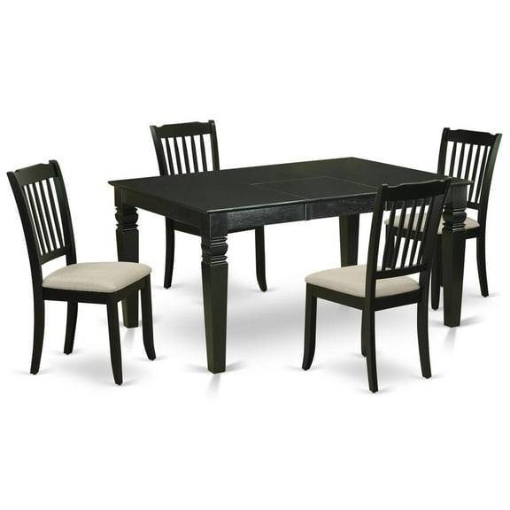 East West Furniture Dining Room Set Black, WEDA5-BLK-C