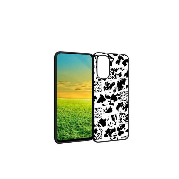 Compatible with Motorola Moto G Stylus 4G 2022 Phone Case, Cow-Print-Abstract-Art-Black-White-Pink-Cute42 Case Men Women, Flexible Silicone Shockproof Case for Motorola Moto G Stylus 4G 2022
