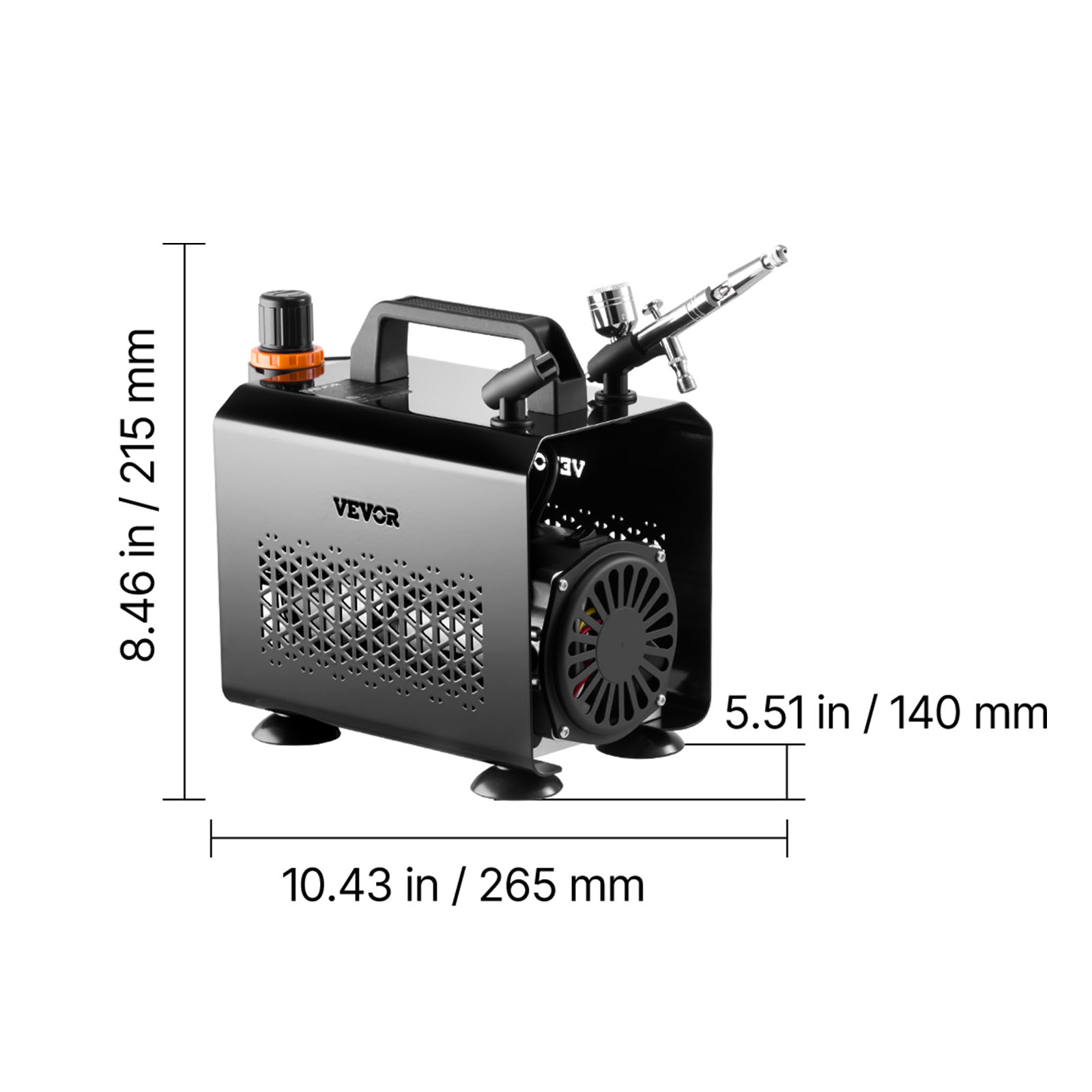 VEVOR Airbrush Kit, 1/6 HP, Air Brush Kit with Air Compressor, 1 Dual-Action Professional Airbrush with 3 Tips, Hose, Acrylic Paint, Brush, Low Noise, for Cake Decorating, Model Painting, Nail Art