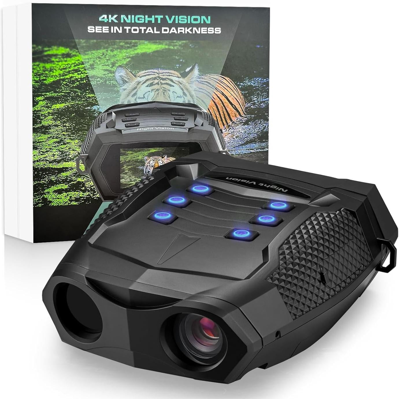 Night Vision Binoculars, 4K Infrared Night Vision Goggles for Hunting, Security & Outdoors, 40MP Hunting Binoculars with Compass, 32GB TF Card, 5000mAh Battery, 3" HD Screen, 2000ft Range, 8X Zoom
