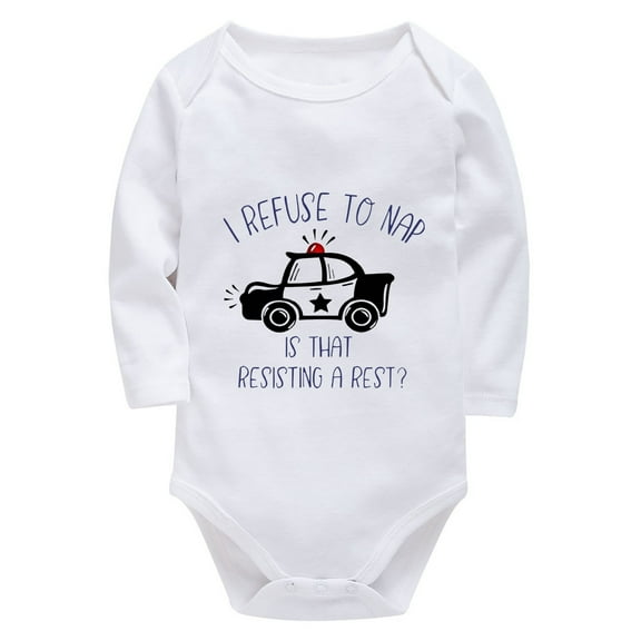 I Refuse To Nap Is That Resisting A Rest Newborn Baby Boy Onesie Long Sleeve Baby Boy Coming Home Outfits Newborn Baby White
