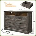 thumbnail image 3 of 6 Drawer Dresser with LED Lights Chest of Drawers for Bedroom Farmhouse Dresser with Charging Station & Storage Shelf, 3 of 7