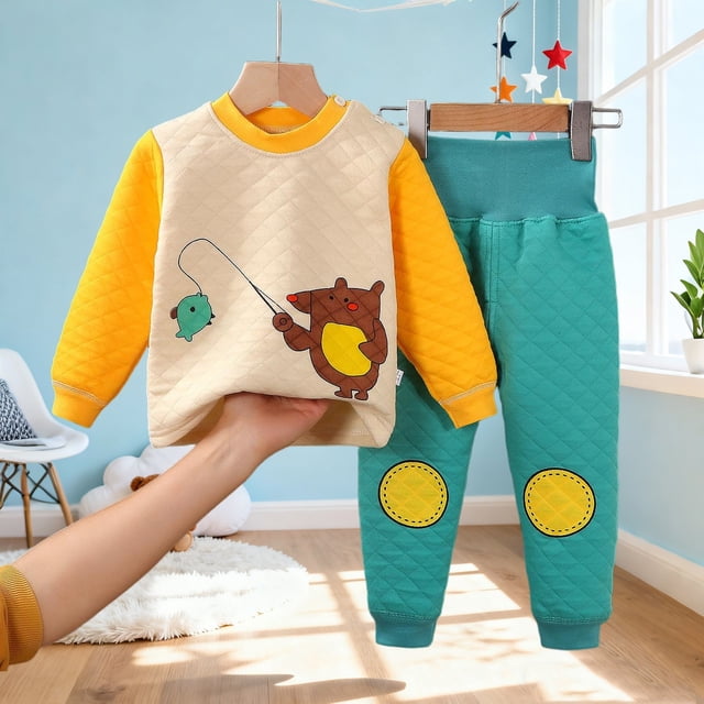 Cowsor Baby Toddler Clothes Long Sleeve Crewneck Sweatshirt Tops Sweatpant Sweatsuit Baby Boys Girl Fall Winter Outfit