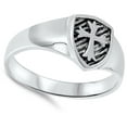 thumbnail image 4 of Oxidized Cross Shield Medieval Knight Ring .925 Sterling Silver Band Jewelry Female Male Size 9, 4 of 4