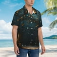 thumbnail image 3 of Xecao Magical Library Butterfly Night Pattern Men's Hawaiian Shirt with Button Front and Chest Pocket Classic Short Sleeve Beach Vacation Shirt,Small, 3 of 7