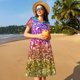 thumbnail image 4 of Easygdp Glitter Rainbow para Vestido Transpirable de Mujer, Vestido Suelto de Manga Corta con Pliegues y Bolsillos para el Verano, 4 of 6