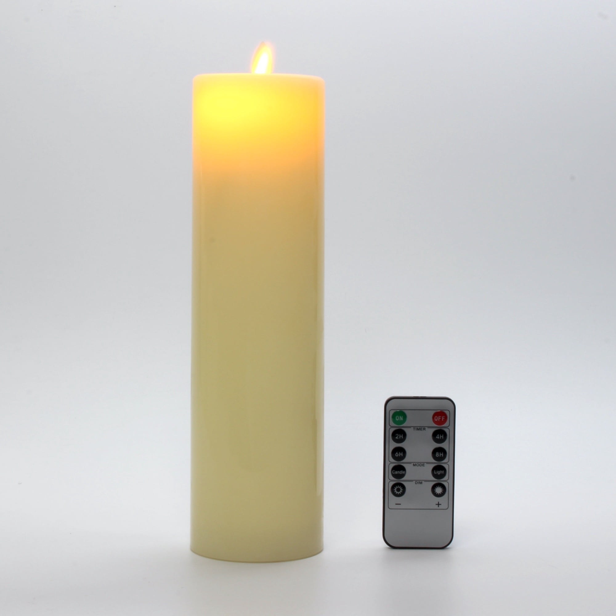 Flameless Candles with Flat Top, Diameter 7.5cm, 3" Diameter,Real Wax Not Plastic Pillars, Include Realistic Dancing LED Flames and 10-Key Remote Control with 2/4/6/8-hours Timer Function