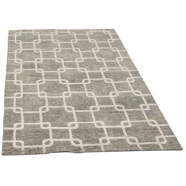 ECARPETGALLERY 5'2" x 8'0" Transitional La Seda Hand-knotted Area Rug for Living Room, Dining Room and Bedroom in Grey