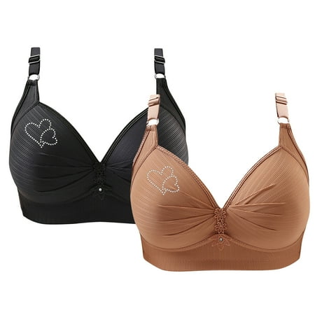 Ndbuld on Clearance Women s Non-Steel Ring Plus Size Bra Women s Printed Gathering Plus Size Daily Bra Sustainable Wireless T-Shirt Bra XS-4XL Khaki XXXL