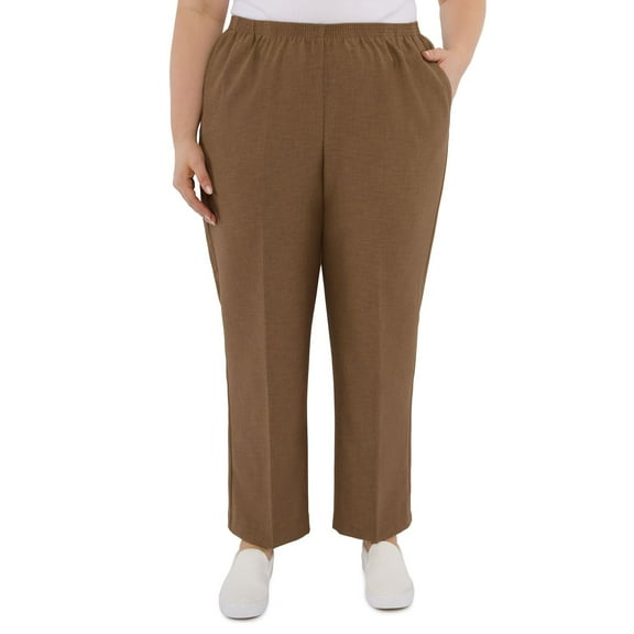 Plus Size Alfred Dunner Pull-On Straight-Leg Pants Color: Taupe Size: 24 W
