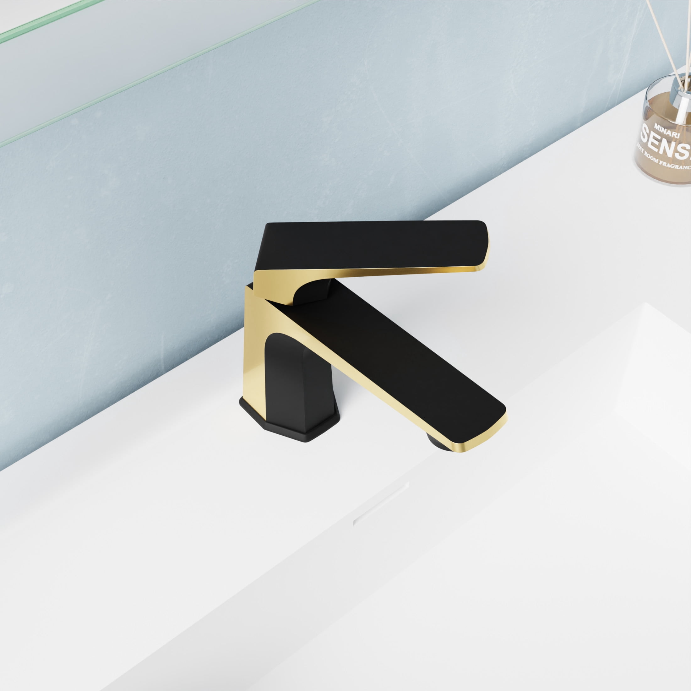 ANZZI Bathroom Faucet with Pop-Up Drain, Single-Handle Single-Hole in Matte Black / Brushed Gold