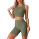 thumbnail image 1 of INSPIRAR CHIC Conjuntos de Pijamas de Mujer Sin Mangas, Top Corto de Punto Acanalado con Pantalones Cortos de Jogger Biker XS Verde Ejército, 1 of 6