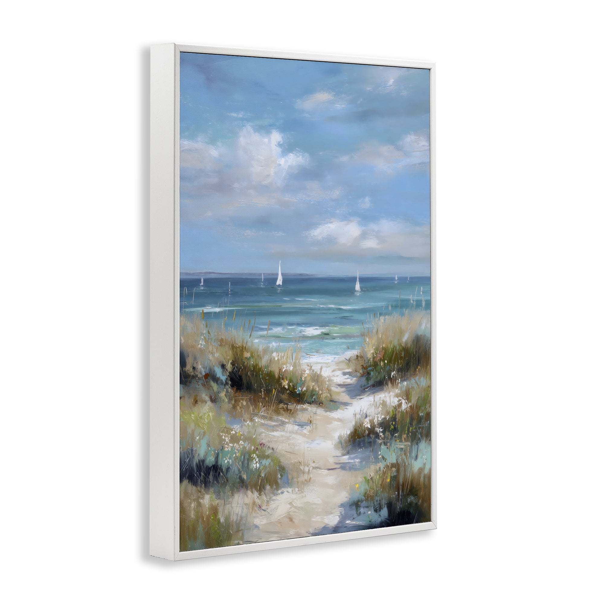 Stupell Industries Sailboat Path Impression White Framed Giclee Art, design by Petal Prints Design