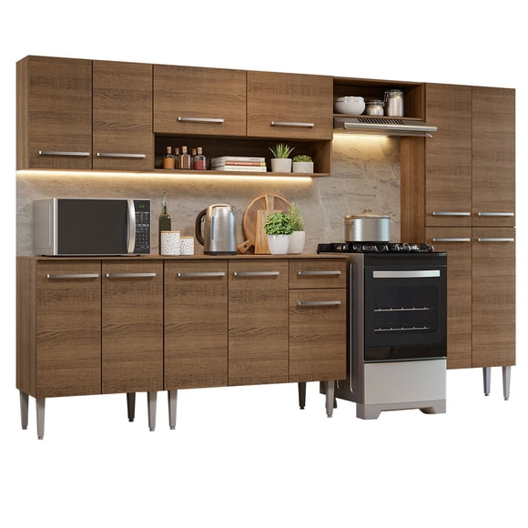 Cocina Integral Modular Completa Madesa Emilly 293cm Marrón