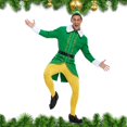 thumbnail image 3 of Disfraz de elfo amigo, conjunto de disfraz navideño con pantalón, chaqueta, zapatos, sombrero, cinturón, fácil de limpiar, transpirable, para fiesta de cosplay navideña, 3 of 5