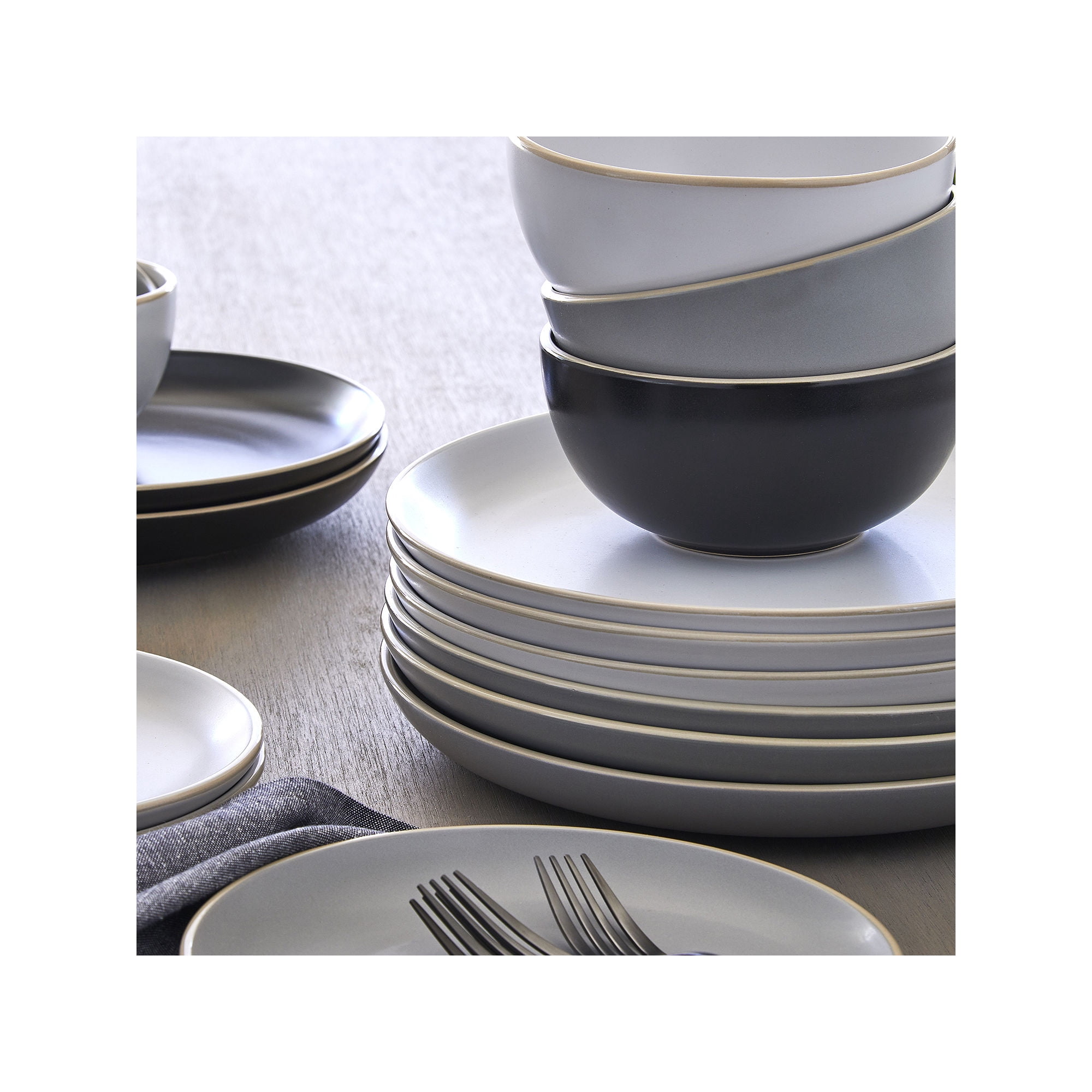 Gibson Rockaway 12-Pc. Stoneware Dinnerware Set - BLACK ONE SIZE