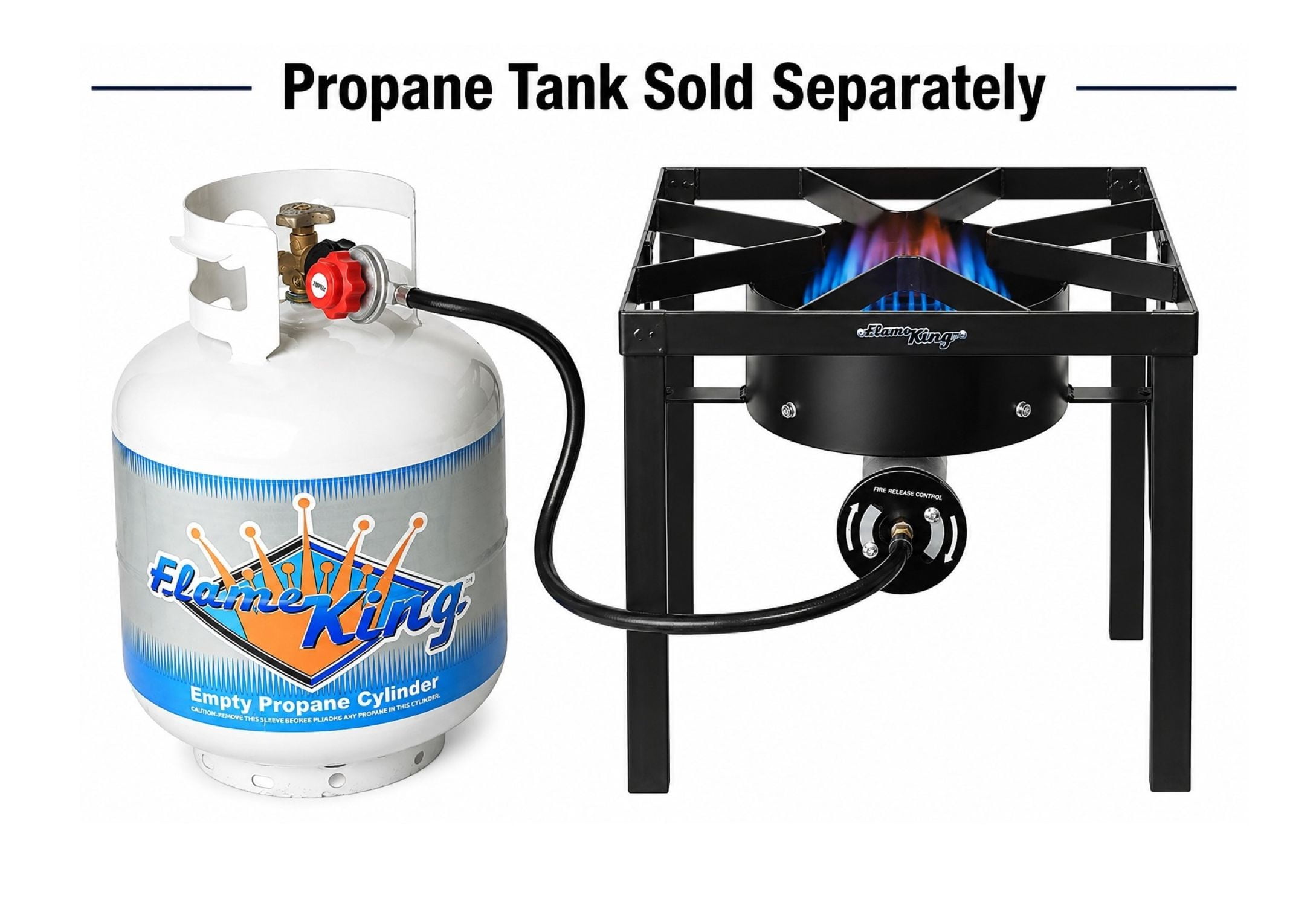 Flame King Heavy Duty 200K BTU Turkey Fryer Single Propane Burner Bayou Cooker Outdoor Stove