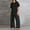 Black, variant on women fashion and linen two piece casual wear short sleeve crew neck top trousers and sportswear suit Women Jumpsuit Dressy Suits for Women Formal Formal Dresses with Pants Dressy Pant Suits for A