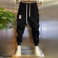 thumbnail image 3 of Pantalones deportivos para hombre, lisos, con estampado de otoño e invierno, para hombre, pantalones de chándal, pantalones harén, ropa de calle plana, holgados, informales, elásticos, talla XXL, para, 3 of 5