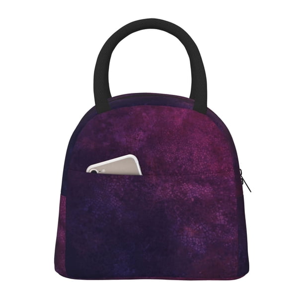 Balery Black Dark Blue Purple Bolsa de Almuerzo para Mujeres, Caja de Almuerzo, Bolsa de Almuerzo Pequeña Impermeable, Tote de Almuerzo Reutilizable con Gran Capacidad