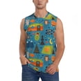 thumbnail image 2 of Lsque Animals In Camping Print Men's Cotton Blend Sleeveless Muscle Shirts (S-3XL)- Moisture Wicking, Odor Protection, UPF 30+,X-Large, 2 of 8
