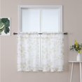 thumbnail image 1 of Zzistar Leaf Printed Voile Sheer Rod Pocket Window Tier Curtains, Taupe, 1 of 8
