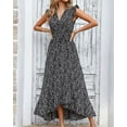 thumbnail image 3 of FreshPrettySummer Floral Maxi Dress for Women Vacation Ruffle Sleeve V Neck Belt Wrap Spring Beach Wedding Guest Dresses, 3 of 6