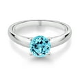 thumbnail image 2 of Gem Stone King 1.20 Ct Round Swiss Blue Topaz 10K White Gold Ring (Size 9), 2 of 4