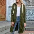 thumbnail image 5 of WTOBBY Women's Solid Color Slim Fit Zipper Round Neck Long Sleeve Loose Hooded Mid Length Coat, Casual Wear with Front Pockets and Comfort Fit,Army Green L, 5 of 6