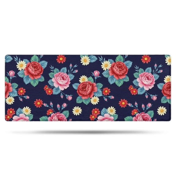 Pioneer Flower Floral Print Pattern Bathroom Rugs Mat, Non Slip Microfiber Bathroom Rug with Rubber Backing, Soft Mats for Bathroom Floor Tub Shower, 24"x60"