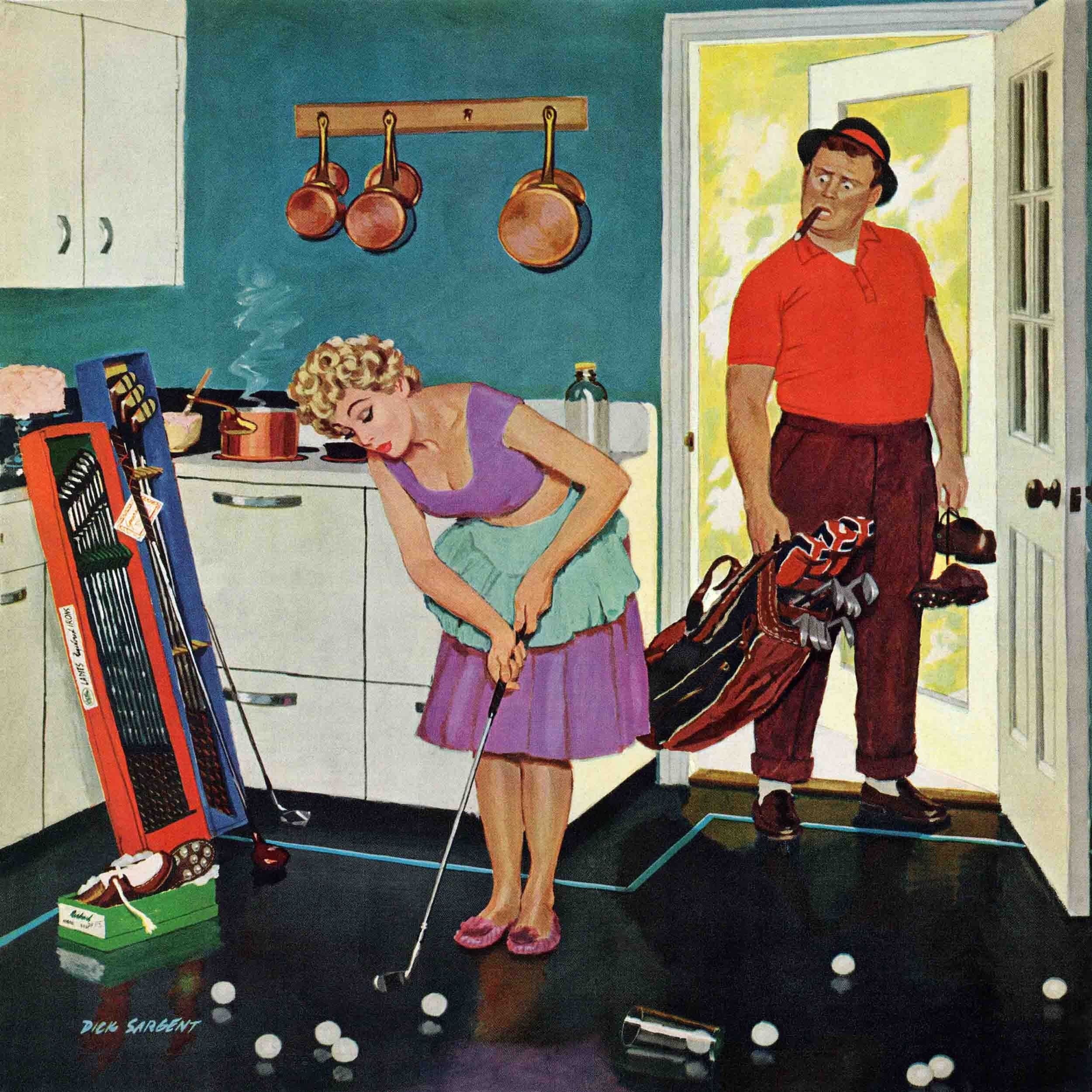 Marmont Hill Putting Around in the Kitchen by Richard Sargent Painting Print on Canvas