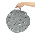 thumbnail image 2 of Marine Round Floor Cushion with Handle, Castles on Rocks Travel Discovery Historical Monuments in the Sea Sailboat Adventure, Pillow for Living Room & Dorms, 18" Round, Grey Ivory, by Ambesonne, 2 of 4