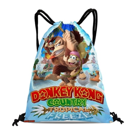 FSMYJJZY Donkey Kong Drawstring Backpack 11.8 x15.7 Tote Bag Party Favors Machine Washable & Reusable for Daily Use