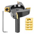thumbnail image 1 of SpeTool 4 Wings Coated Carbide Insert CNC Spoilboard Surfacing Router Bit 1/2" Shank 2-1/2" Cutting Diameter, Include 4 Additional Carbide Inserts, 1 of 7