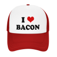 thumbnail image 2 of I Heart Bacon Love Food Funny Trucker Hat Mesh Cap Unisex Red, 2 of 5