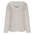 thumbnail image 4 of ICHUANYI Clearance Ladies Fashion Retro Color Long Sleeve V-neck Shirt Woman Casual Loose ICHUANYI "ICHUANYI", 4 of 5