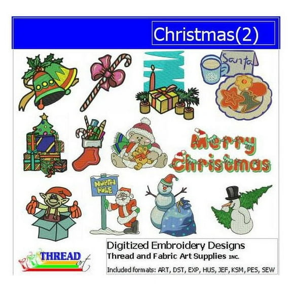 Christmas(2) Embroidery Designs - All Popular Formats Included - Loaded on USB Stick