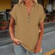thumbnail image 2 of Blusas para las Mujeres Casual Verano Botón Sólido Camisa V-Cuello Blusa Suelta, Camiseta de Lino de Algodón para Acampar Al Aire Libre Y Uso Diario, Estilo Vintage, 2 of 9