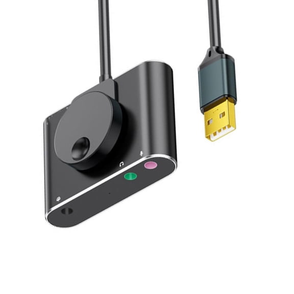 Yammee External Sound Card with Volumes Control USB Adapter with 3.5mm Headphone Microphone Port for PC Laptop Desktop