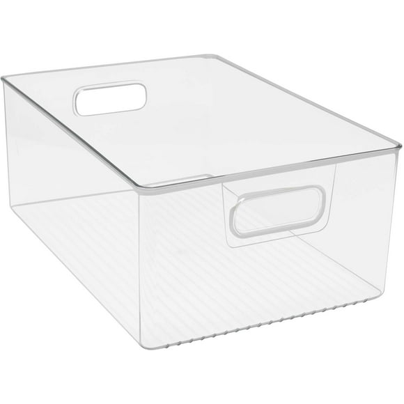 Sorbus Plastic Storage Bins Clear Pantry Organizer Box Bin Containers for Organizing Kitchen Fridge, Food, Snack Pantry Cabinet, Fruit, Vegetables, Bathroom Supplies, (3-Pack)