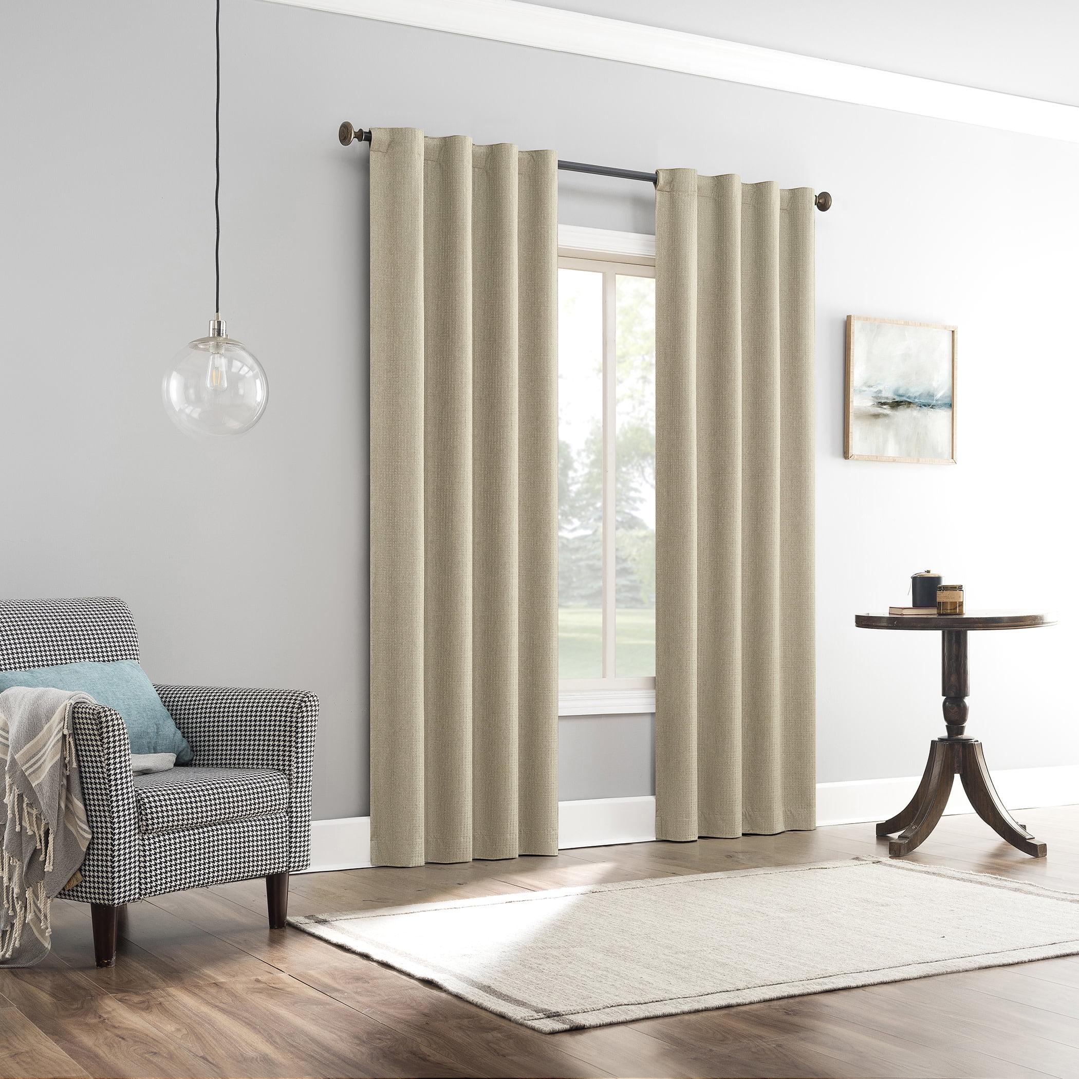 Sun Zero Vance 2-Piece Magnetic Closure 100% Blackout Back Tab Curtain Panel Pair, 37"x108", Taupe