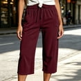thumbnail image 2 of Tsesme Corduroy Capris for Women Drawstring Elastic Waist Cropped Trousers with Pockets Fall Loose Fits Comfy Bottom Daily Wear, 2 of 8