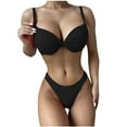 thumbnail image 1 of Bikini sólido cómodo con soporte de acero para mujer, traje de baño acolchado con realce, conjunto de ropa de playa OAVQHLG3B Store  lin121212, 1 of 4