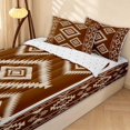 thumbnail image 2 of Erosebridal Vintage Aztec Zipper Queen Comforter Set with Fitted Sheet and 2 Pillowcases, Retro Rhombus Zipper Bedding Set, Chocolate Brown Cream, Reversible, 2 of 7