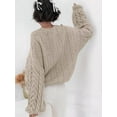 thumbnail image 5 of Womens Sweaters Fall Cable Knit Long Sleeve Crewneck Oversized Sweater Chunky Pullover Loose Outfits Light Card M, 5 of 9
