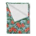 thumbnail image 2 of Luau Soft Flannel Fleece Throw Blanket, Exotic Summer Bouquet Design with Hibiscus Flourish Aloha Botanical, Cozy Plush for Indoor and Outdoor Use, 50" x 60", Vermilion Pale Blue, by Ambesonne, 2 of 5