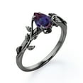 thumbnail image 3 of JeenMata Botanical Design - 1 Carat Pear Cut Lab Created Alexandrite - 4 Prong Engagement Ring - 18K Black Gold Plating over Silver, 3 of 6