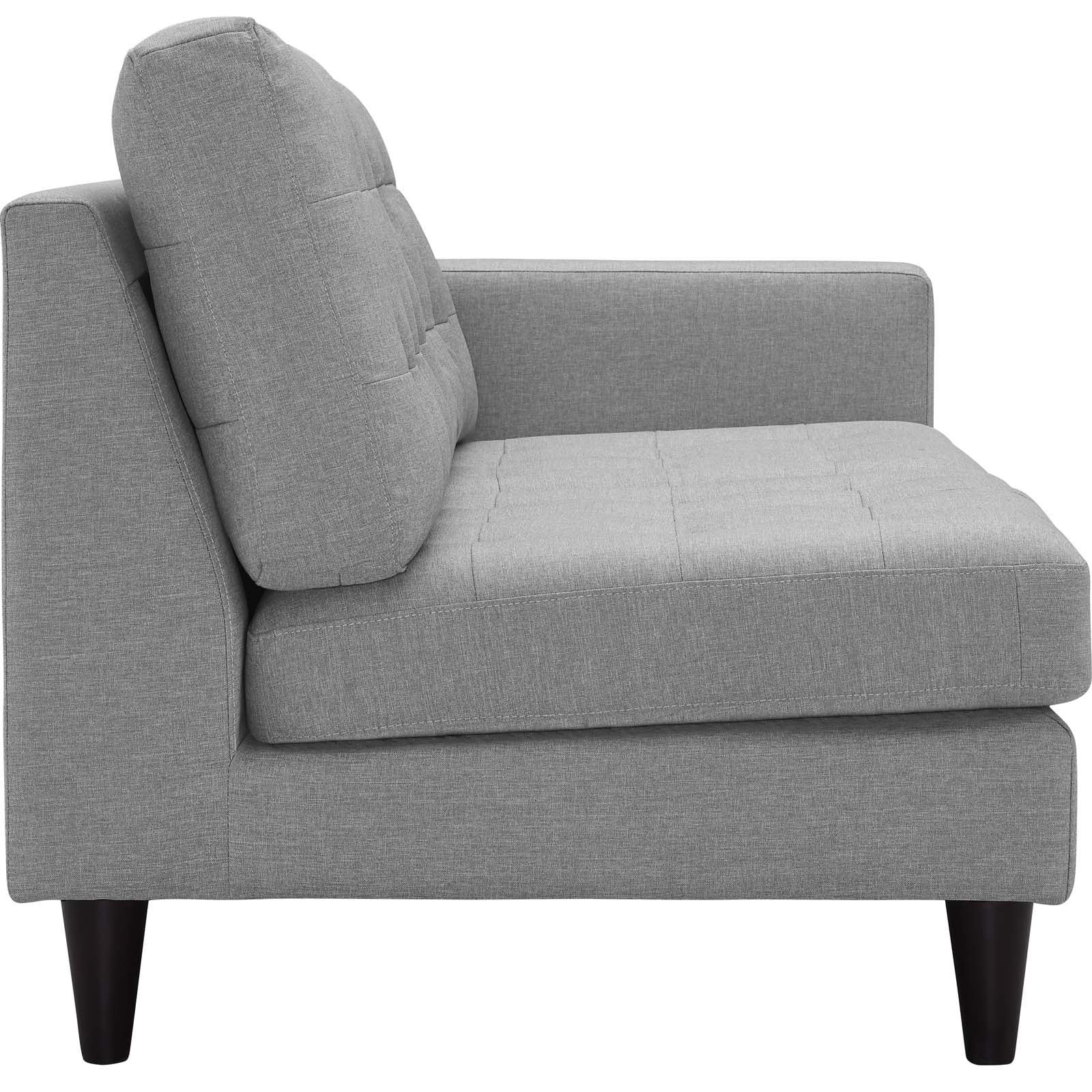 Modway Empress Right-Facing Upholstered Fabric Loveseat in Light Gray