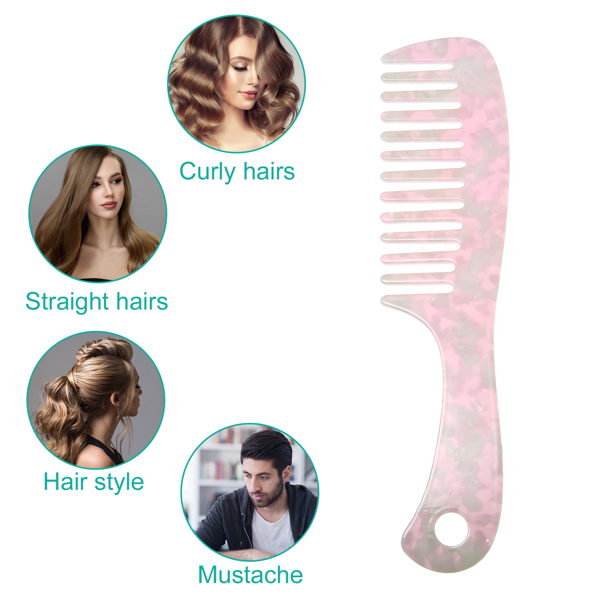 Unique Bargains 1 Pcs Hair Comb Wide Tooth Anti-Static for Wet and Dry Hair Curly Hair Pink